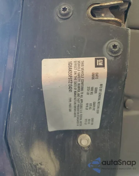 2007 Saturn Ion Level 3 from USA, damaged, VIN 1G8AK55F97Z134241